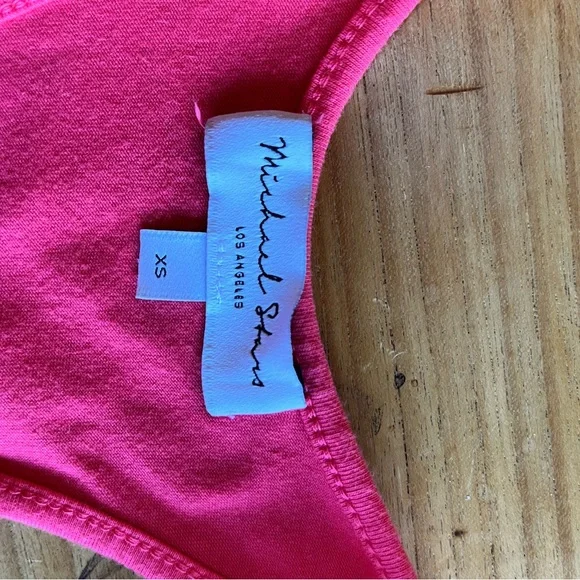 Michael Stars Pink Coral Ruched Stretch Cotton Tank Dress - Size XS - Picture 3 of 3